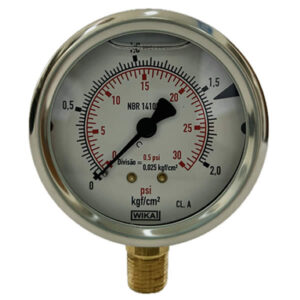 Manômetro 63mm Vertical 30×2 com glicerina modelo 213.53.063