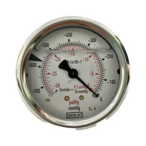 Vacuômetro 63mm Horizontal 30×760 com glicerina modelo 213.53.063